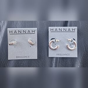 Hannah: Brilliance Silver Tone Earrings-Set Of 2
